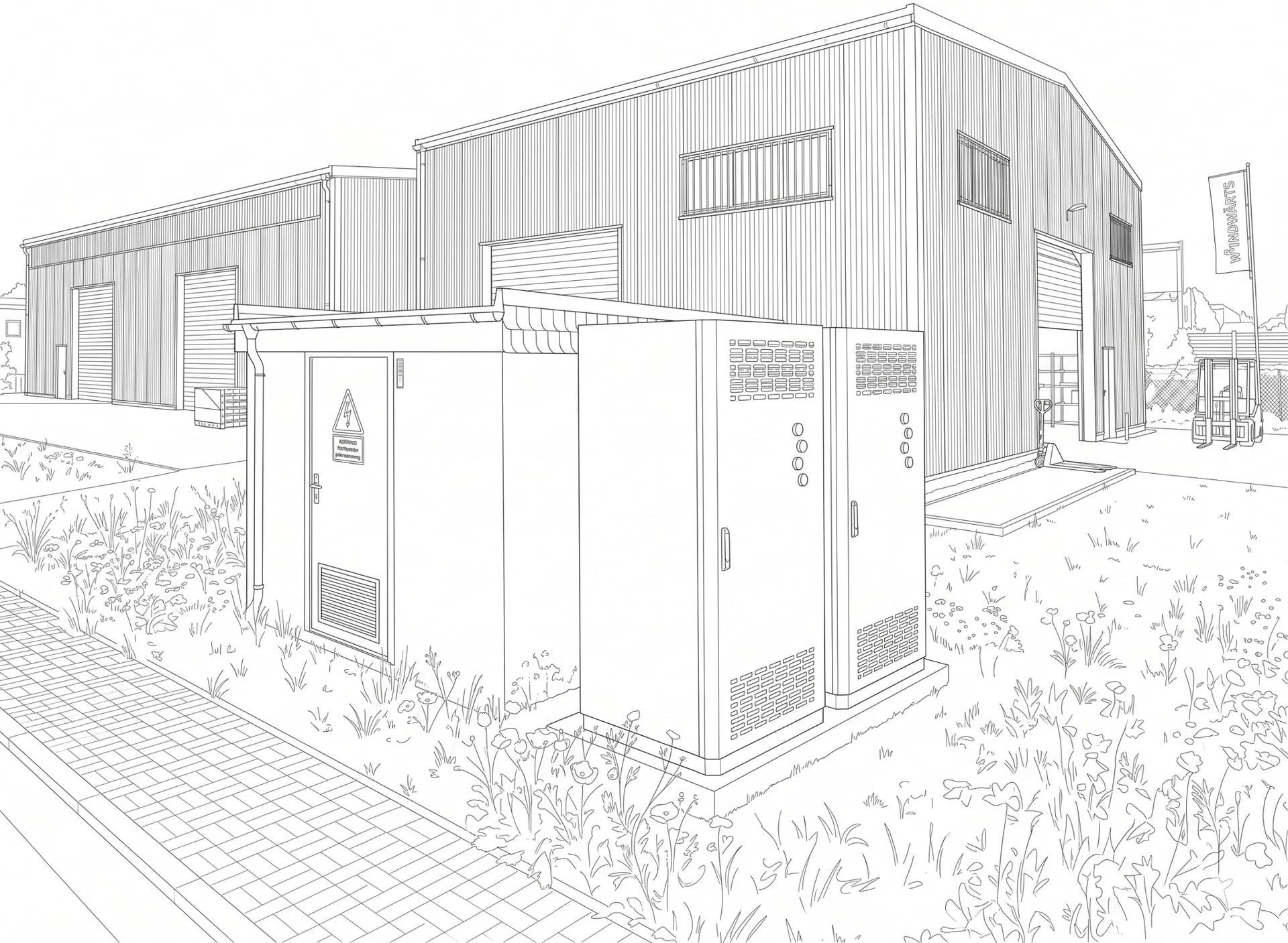 Skizze eines Schwarmspeicher-Projekts für den Mittelstand